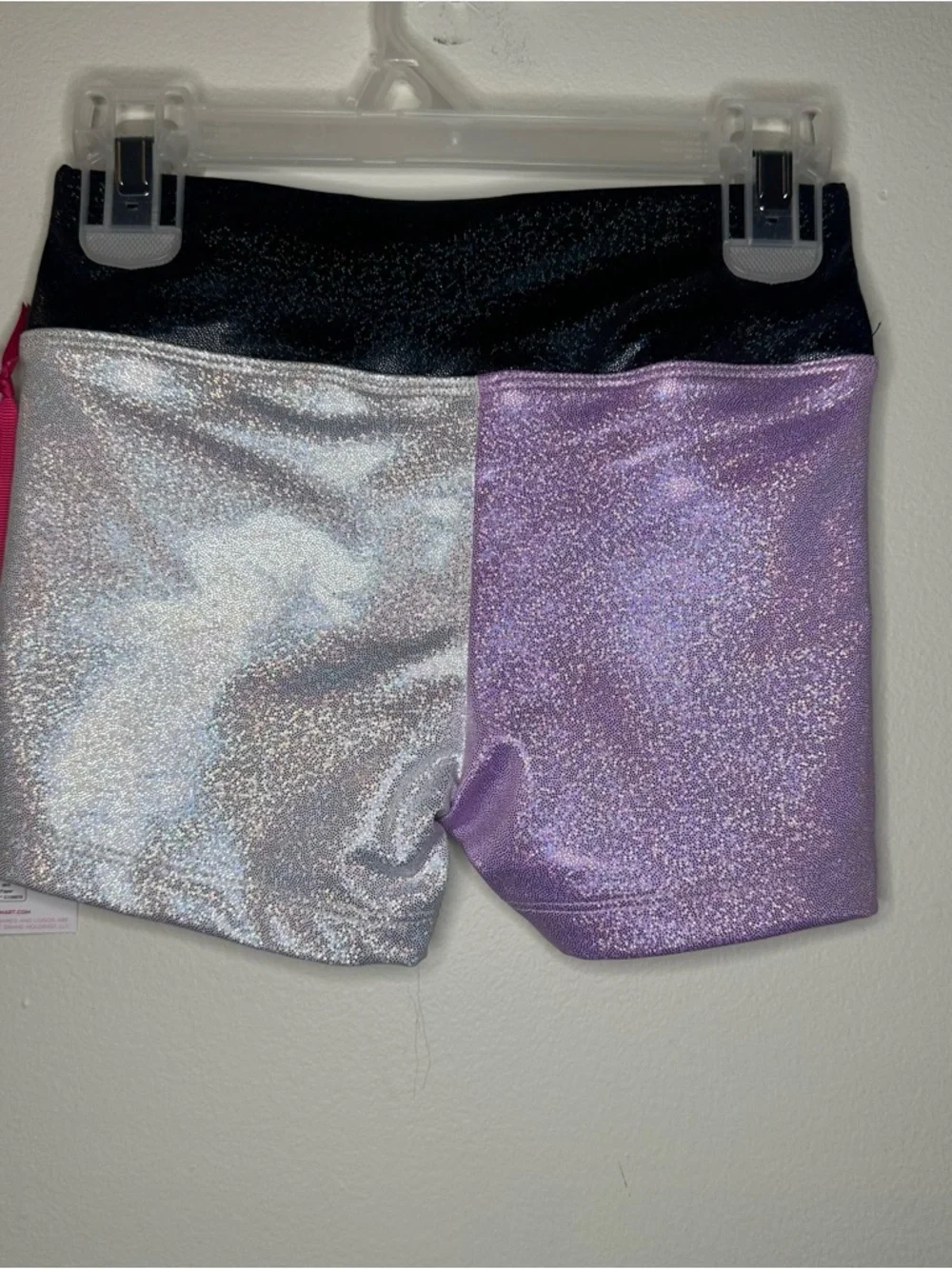 Justice Iridescent Purple Foil Cinch Shorts Girls S(7/8) - XS(5/6) Dance/Gym NEW